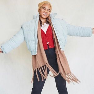 BLOGERS CHOICE: Corduroy Puffer Jacket - Sea foam Green/light blue - Plus size